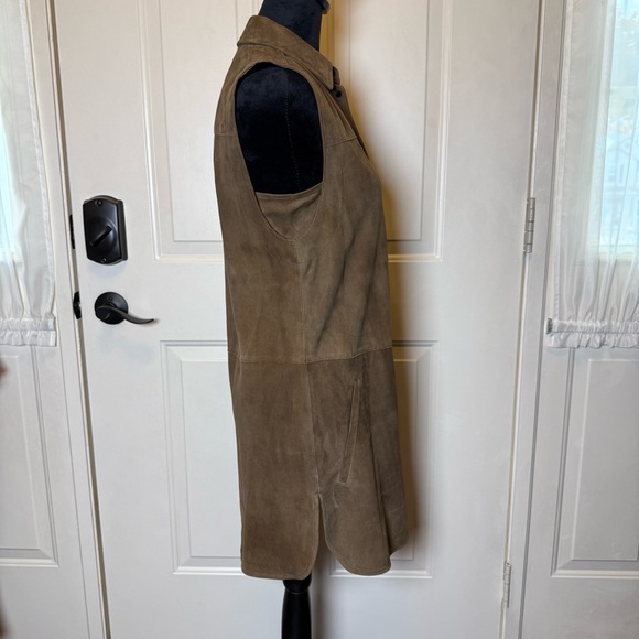 Vince. Suede Goat Leather Snap Button Front Collared Tunic / Vest Sz 0 - Picture 5 of 16